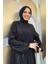 Pulpayet Işlemeli Abaya ve Elbise Takım 8483 Siyah 4