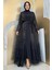 Pulpayet Işlemeli Abaya ve Elbise Takım 8483 Siyah 1