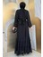 Pulpayet Işlemeli Abaya ve Elbise Takım 8483 Siyah 2