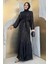 Pulpayet Işlemeli Abaya ve Elbise Takım 8483 Siyah 3