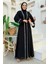 Inci Detaylı Abaya Elbise Takım 8493 Siyah 1