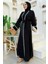Inci Detaylı Abaya Elbise Takım 8493 Siyah 3