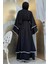 Taş Işlemeli Kat Detay Şallı Abaya 7883 Siyah 2