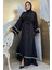 Taş Işlemeli Kat Detay Şallı Abaya 7883 Siyah 3