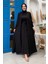 Bym Fashion Şallı Elbiseli Abaya Takım 3883 Siyah 1