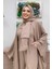Şalıyla Birlikte Tulum ve Abaya Ikili Takım 8519 Vizon 4