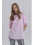 Pembe Kadın Papatya Kol Detay Asimetrik Kesim Bisiklet Yaka Örme T-Shirt 1