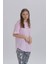 Pembe Kadın Papatya Kol Detay Asimetrik Kesim Bisiklet Yaka Örme T-Shirt 2