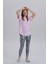 Pembe Kadın Papatya Kol Detay Asimetrik Kesim Bisiklet Yaka Örme T-Shirt 5