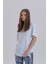 Beyaz Kadın Papatya Kol Detay Asimetrik Kesim Bisiklet Yaka Örme T-Shirt 2