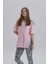 Pembe Kadın Breaking News Baskı Yandan Yırtmaçlı Bisiklet Yaka Örme T-Shirt 2