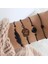 SL0016 Moda Yeni Bohemian Siyah Halat Zincir Bilezik Seti Kadınlar Için Uçak Kabuk Ay Kalp Kristal Charm Bileklik Boho Takı Seti (Yurt Dışından) 2