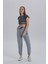 Antrasit Kadın Yan Baskı Detay Crop T-Shirt 4