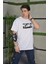 Unisex Bisiklet Yaka Baskılı Oversize T-Shirt - Beyaz 2