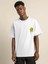 Unisex Bisiklet Yaka Baskılı Oversize T-Shirt - Beyaz 1