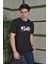 Unisex Bisiklet Yaka Baskılı Oversize T-Shirt - Siyah 2