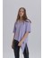 Lila Kadın Eiffel Baskı Detay Asimetrik Kesim T-Shirt 1
