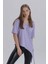 Lila Kadın Eiffel Baskı Detay Asimetrik Kesim T-Shirt 2