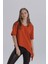 Kiremit Kadın Eiffel Baskı Detay Asimetrik Kesim T-Shirt 1
