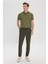 Erkek Haki Slim Fit Rahat Kesim Beli Bağlamalı Yan Cepli Jogger Pantolon 2