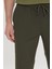 Erkek Haki Slim Fit Rahat Kesim Beli Bağlamalı Yan Cepli Jogger Pantolon 4