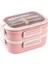 Pembe Paslanmaz Celık 2 Katlı Chopstıck ve Kasıklı Yemek Tasıma Kabı 1.65L 1