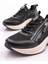 Kadın Bağcikli Fermuarli Spor Ayakkabı Düz Tabanlı Platin Siyah Malzeme ile Şık Tasarım 4