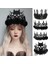 FD-117 Vintage Cadı Kadın Kafa Çelenk Gotik Siyah Taç Güller Tiara Kafa Bandı Cadılar Bayramı Partisi Cosplay Vampir Prenses Sihirli Aksesuar (Yurt Dışından) 2