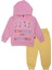 Kız Bebek Yazı Baskılı Kapüşonlu 2'li Alt Üst Eşofman Takım 3ip 4