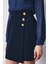 Kruvaze Düğme Detaylı Etek - Lacivert 3