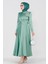 Önü Taş Baskılı Saten Abiye-Mint Yeşili 3