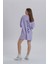 Lila Kadın Sırt Baskı Detay Oversize T-Shirt Elbise 4