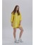 Sarı Kadın Sırt Baskı Detay Oversize T-Shirt Elbise 2