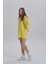 Sarı Kadın Sırt Baskı Detay Oversize T-Shirt Elbise 3