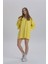 Sarı Kadın Sırt Baskı Detay Oversize T-Shirt Elbise 5