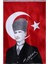 Türk Bayrağı 3 Adet Kalpaklı Atatürk Posterli Saten Türk Bayrağı K.atatürk Imzalı Türk Bayrağı 70 x 100 cm 2