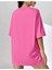 Kadın Pembe Keep Smiling Oversize Bisiklet Yaka T-Shirt 2