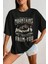 Kadın Siyah Mountains Baskılı Oversize T-Shirt 2