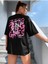 Kadın Siyah Zero Bug Games Baskılı Oversize Bisiklet Yaka T-Shirt 2