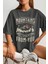Kadın Füme Mountains Baskılı Oversize T-Shirt 2
