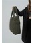 Haki Renk Kabartmalı Puf Kumaş Shopper Çanta 4