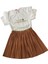 Süet Pileli Etekli Kız Çocuk takım - Kahverengi 5