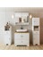 Oval Lavabolu Mat Beyaz Mdf 80 cm Çekmeceli Banyo Dolabı + Aynalı Üst Dolabı + 2 Adet Boy Dolabı 1