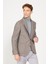 ALTINYILDIZ CLASSICS Erkek Kahve-mavi Slim Fit Dar Kesim Mono Yaka Desenli Yünlü Blazer Ceket 4