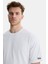 Ignıso Beyaz Bisiklet Yaka Baskılı Oversize Erkek Tshirt 4