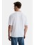 Ignıso Beyaz Bisiklet Yaka Baskılı Oversize Erkek Tshirt 5