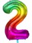 2 Rakam Gökkuşağı Folyo Balon 80 cm 1