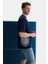 Ignıso Lacivert Bisiklet Yaka Baskılı Oversize Erkek Tshirt 4