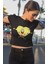 Kalpli Sünger Bob Baskılı Crop Top, Kadın Sponge Bob Baskılı Crop Bluz 2