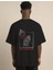Bisiklet Yaka Oversize Baskılı T-Shirt Siyah 2
